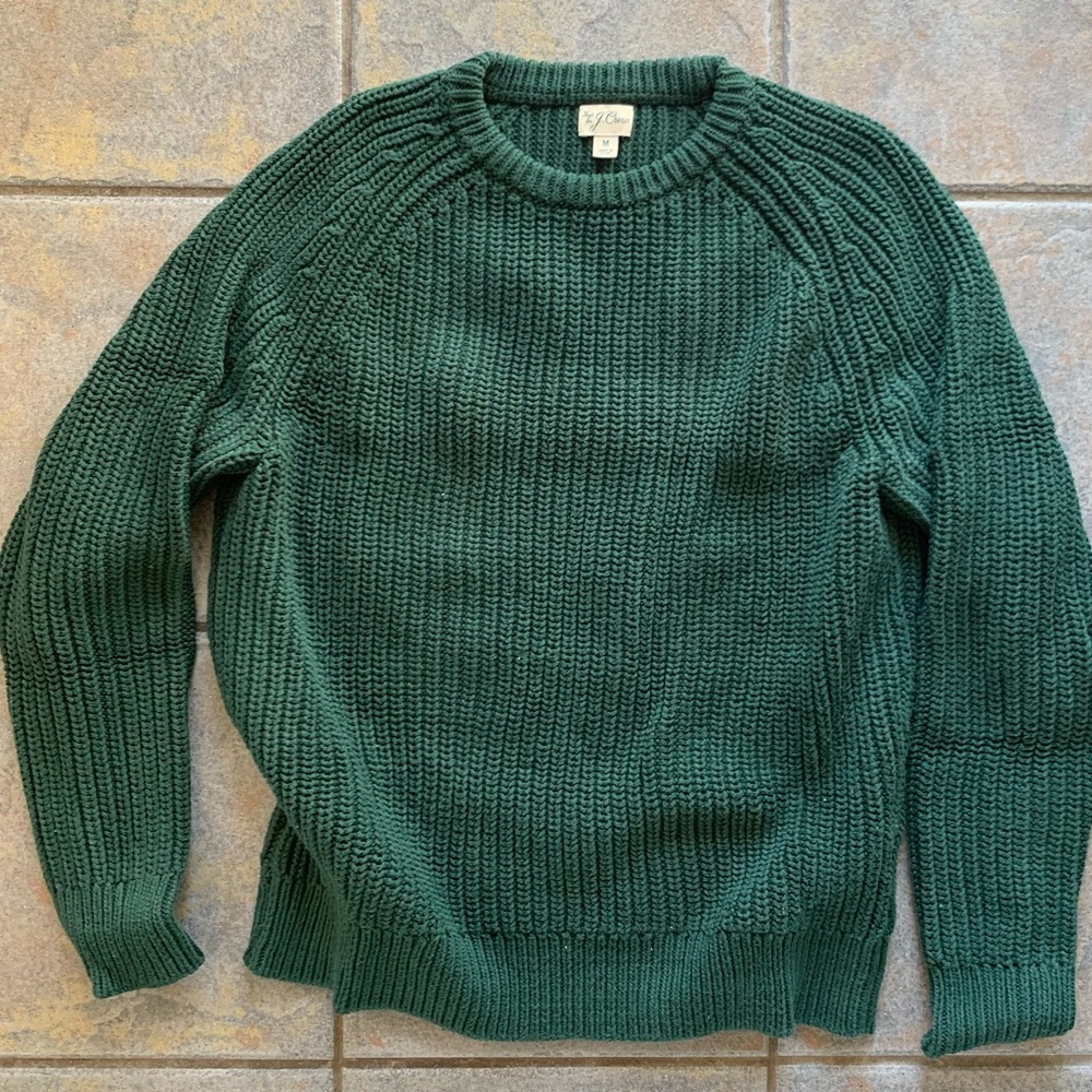 J. Crew Green Chunky Knit Sweater